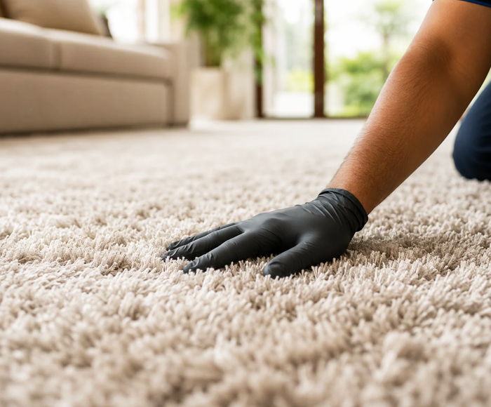 Commercial carpet cleaning service in progress 