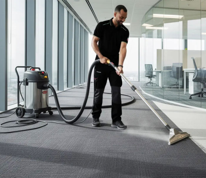 Freshly cleaned carpet in modern office space 