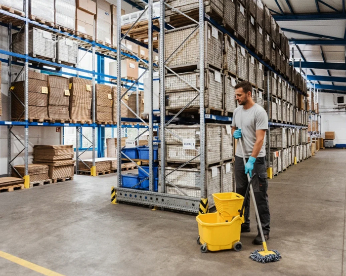 Large warehouse floor cleaning across a Wollongong distribution site